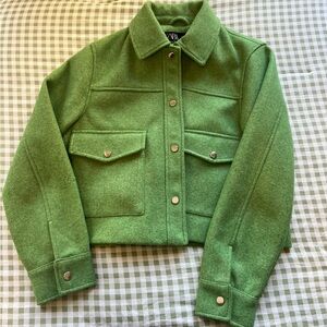 Zara Vibrant Green Utility Jacket